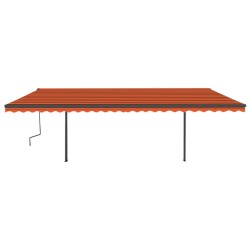 Markise Manuell Einziehbar mit Pfosten 6x3,5 m Orange Braun