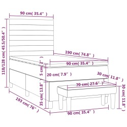 Boxspringbett mit Matratze Dunkelblau 90x190 cm Samt