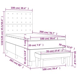 Boxspringbett mit Matratze Dunkelblau 100x200 cm Samt