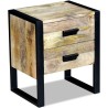 Beistelltisch mit 2 Schubladen Mango Holz 43x33x51 cm