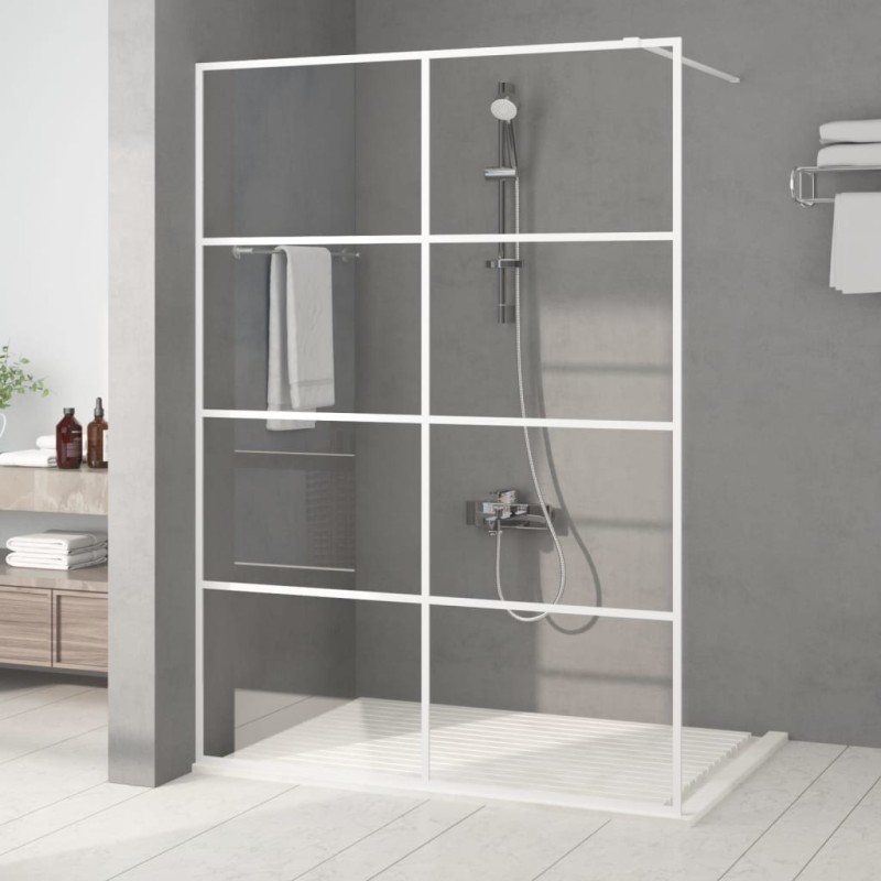 Duschwand für Begehbare Dusche Weiß 140x195 cm ESG-Klarglas