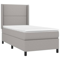 Boxspringbett mit Matratze & LED Hellgrau 90x200 cm Stoff