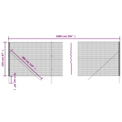 Maschendrahtzaun Grün 2,2x10 m Verzinkter Stahl