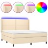 Boxspringbett mit Matratze & LED Creme 180x200 cm Stoff