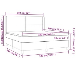 Boxspringbett mit Matratze & LED Creme 180x200 cm Stoff