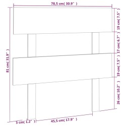 Kopfteil Grau 78,5x3x81 cm Massivholz Kiefer