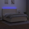 Boxspringbett mit Matratze & LED Creme 160x200 cm Stoff