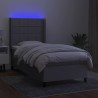 Boxspringbett mit Matratze & LED Hellgrau 90x200 cm Stoff