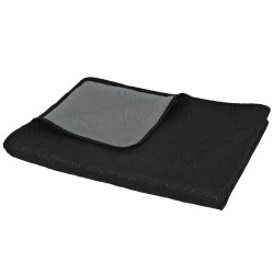 Zweiseitige Tagesdecke Gesteppt 170 x 210 cm Grau und Schwarz