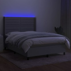 Boxspringbett mit Matratze & LED Hellgrau 140x190 cm Stoff