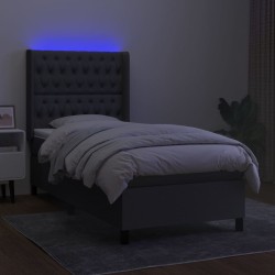 Boxspringbett mit Matratze & LED Dunkelgrau 100x200 cm Stoff