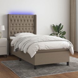 Boxspringbett mit Matratze & LED Taupe 90x200 cm Stoff