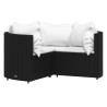 4-tlg. Garten-Lounge-Set mit Kissen Schwarz Poly Rattan