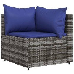 Garten-Ecksofas mit Kissen 2 Stk. Grau Poly Rattan