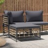 Gartenhocker mit Dunkelgrauem Kissen Poly Rattan