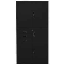 Büroschrank Schwarz 90x40x180 cm Stahl