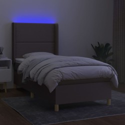 Boxspringbett mit Matratze & LED Taupe 100x200 cm Stoff