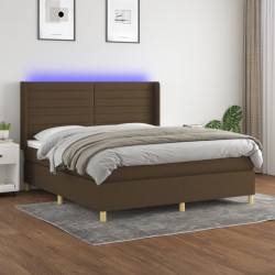 Boxspringbett mit Matratze & LED Dunkelbraun 180x200 cm Stoff