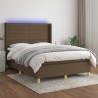 Boxspringbett mit Matratze & LED Dunkelbraun 140x200 cm Stoff