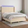 Boxspringbett mit Matratze & LED Creme 140x200 cm Stoff