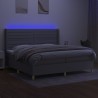 Boxspringbett mit Matratze & LED Hellgrau 200x200 cm Stoff