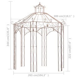 Gartenpavillon Antikbraun 3 m Eisen