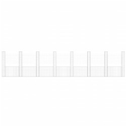 Gabionenkorb U-Form mit 8 Säulen Eisen 860x20x200 cm