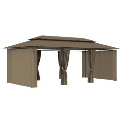 Pavillon mit Vorhängen 600x298x270 cm Taupe 180 g/m²