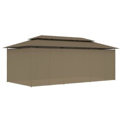 Pavillon mit Vorhängen 600x298x270 cm Taupe 180 g/m²