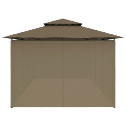 Pavillon mit Vorhängen 600x298x270 cm Taupe 180 g/m²