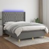 Boxspringbett mit Matratze & LED Dunkelgrau 140x200 cm Stoff