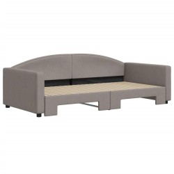 Tagesbett Ausziehbar Taupe 100x200 cm Stoff