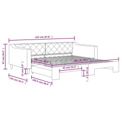 Tagesbett Ausziehbar Dunkelgrau 100x200 cm Stoff