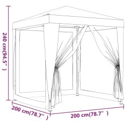 Partyzelt mit 4 Mesh-Seitenwänden Rot 2x2 m HDPE