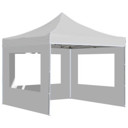 Profi-Partyzelt Faltbar mit Wänden Aluminium 3×3m Weiß