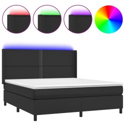 Boxspringbett mit Matratze & LED Schwarz 160x200 cm Kunstleder