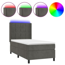 Boxspringbett mit Matratze & LED Dunkelgrau 80x200 cm Samt