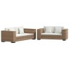 Sofa-Set 2-Sitzer und 3-Sitzer Echtes Rattan