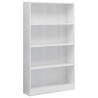 Bücherregal 4 Fächer Hochglanz-Weiß 80x24x142 cm Holzwerkstoff