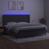 Boxspringbett mit Matratze & LED Dunkelgrau 200x200 cm Samt