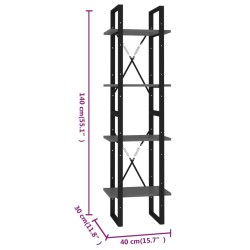 Bücherregal 4 Fächer Grau 40x30x140 cm Holzwerkstoff