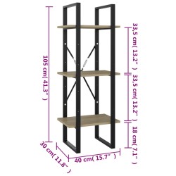 Bücherregal 3 Fächer Sonoma-Eiche 40x30x105 cm Holzwerkstoff