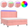 Boxspringbett mit Matratze & LED Rosa 160x200 cm Samt