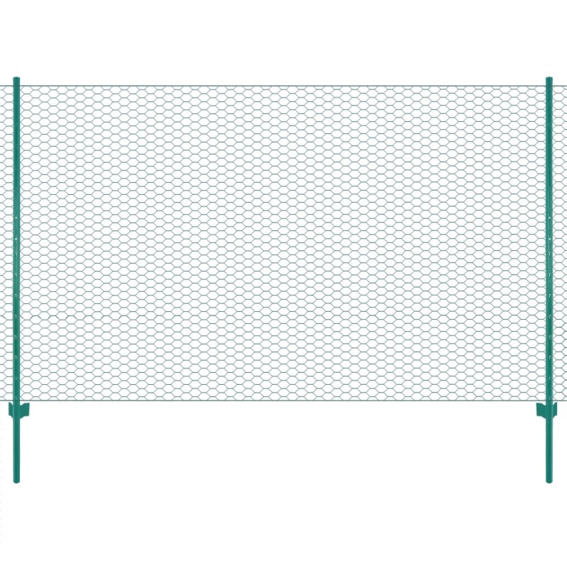 Maschendrahtzaun mit Pfosten Stahl 25 x 1,5 m Grün