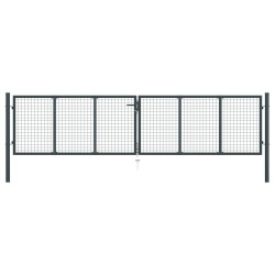 Mesh-Gartentor Verzinkter Stahl 400 x 125 cm Grau