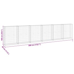 Gabionenwand mit Abdeckung Verzinkter Stahl 300x30x100 cm