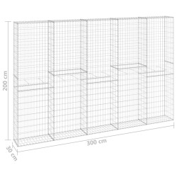 Gabionenwand mit Abdeckung Verzinkter Stahl 300x30x200 cm