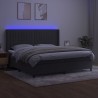 Boxspringbett mit Matratze & LED Dunkelgrau 200x200 cm Samt