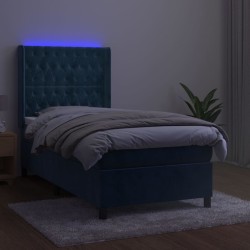 Boxspringbett mit Matratze & LED Dunkelblau 100x200 cm Samt