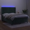 Boxspringbett mit Matratze & LED Dunkelgrün 140x200 cm Samt